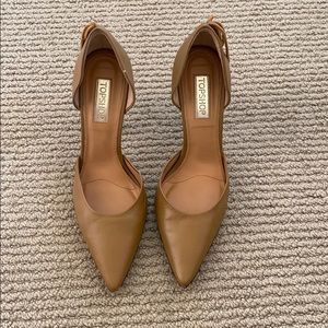 TOPSHOP Tan Fringe Heels
